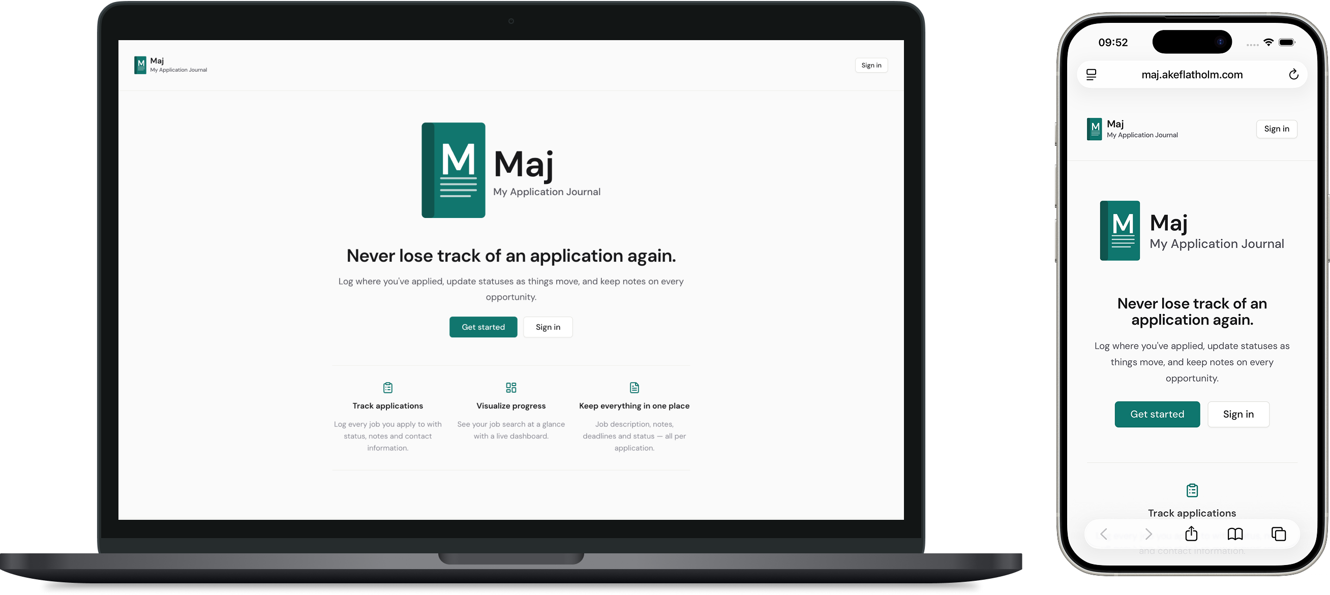 Maj landing page.