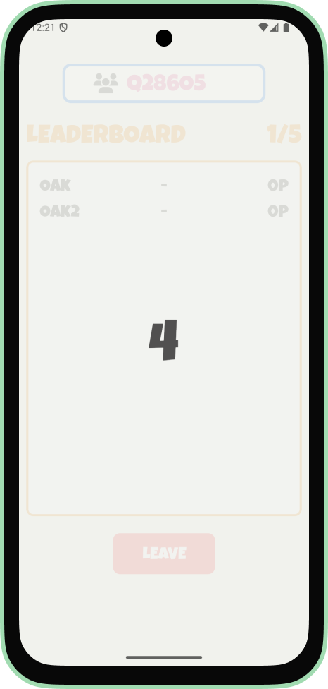 Android lobby screen showing the countdown overlay with the number 4 before the round starts.